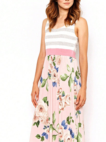 Multi Stripe Orange, Green, And Mint Sleeveless Maxi Dress With Pocket | S-3X