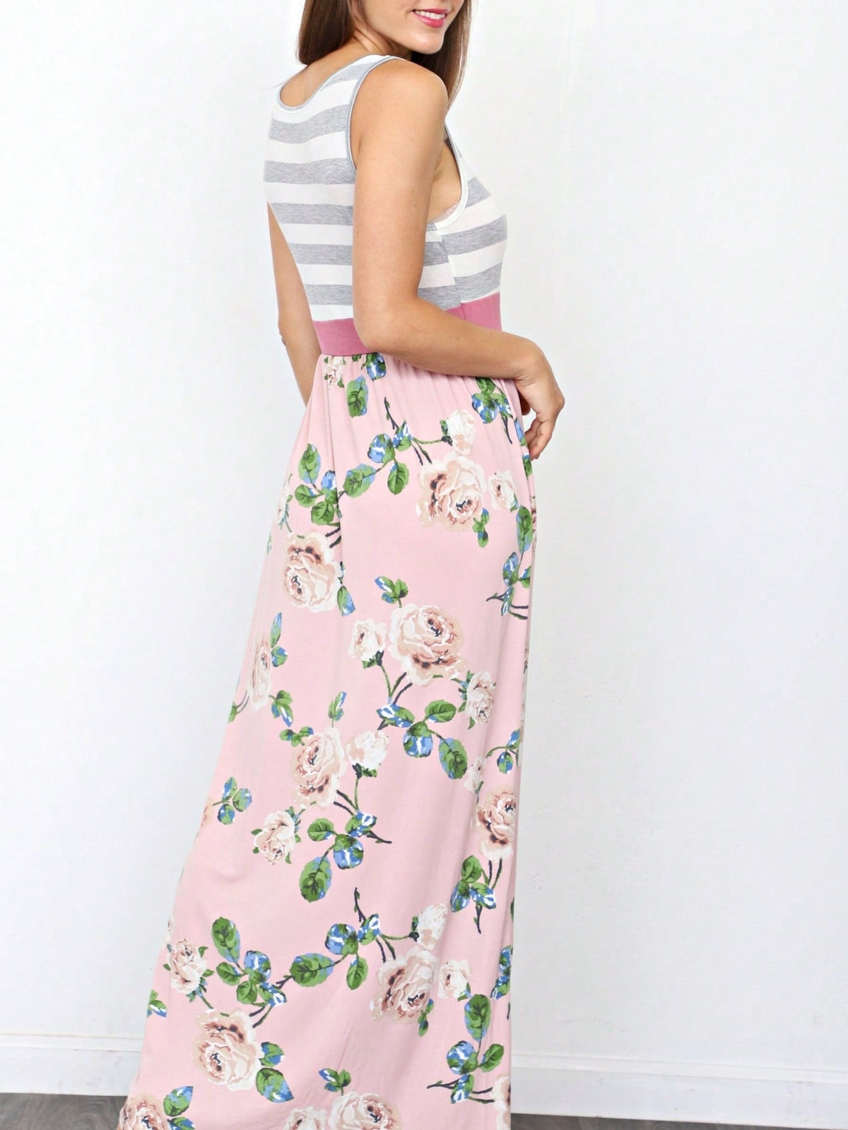 Multi Stripe Orange, Green, And Mint Sleeveless Maxi Dress With Pocket | S-3X