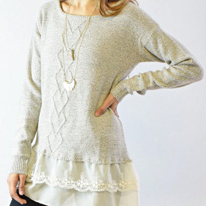 Boho Retro 90's Textured Mesh Color Block Floral Sleeve Drop Raglan Round Mock Neck  Layering Shoulder Mesh Lace Half And Long Sleeve Ivory Cream Navy Red Crew Neck Top Shirt Blouse