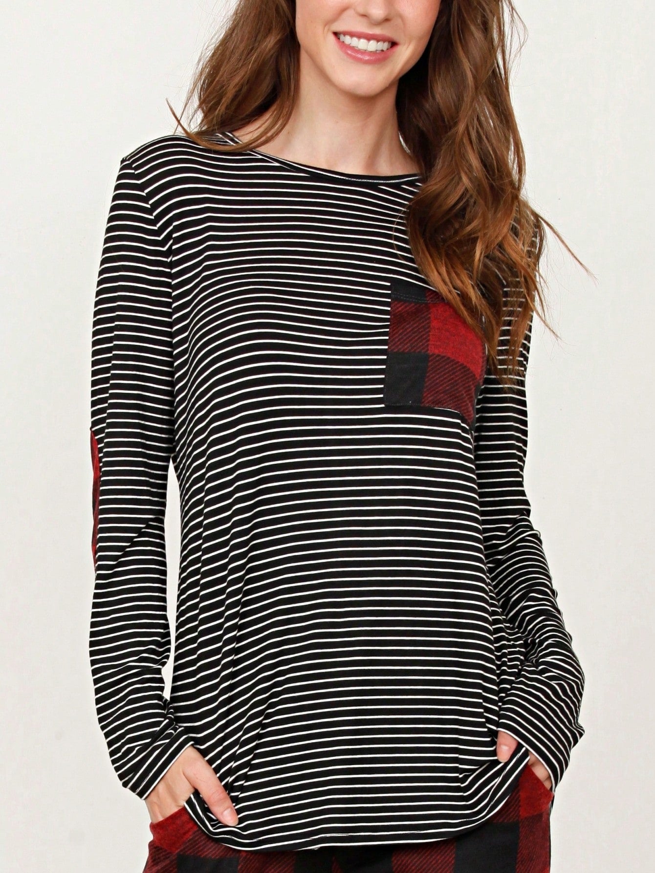 Boho Retro 60's Vintage Tulip Petal Hem Contrast Binding Brushed Soft Stripe Raglan Sleeve Tunic Top