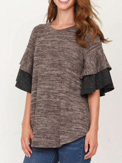 Boho Retro 90's Floral Sequin Plaid Checker Pocket Soft Stripe RaglanTunic Top Shirt Pull Over