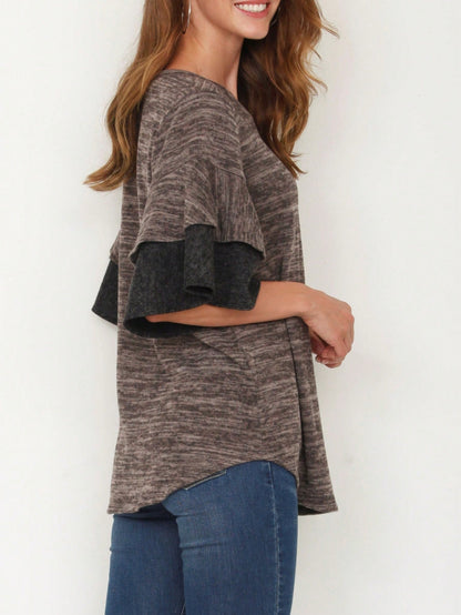 Boho Retro 90's Floral Sequin Plaid Checker Pocket Soft Stripe RaglanTunic Top Shirt Pull Over