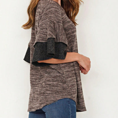 Boho Retro 90's Floral Sequin Plaid Checker Pocket Soft Stripe RaglanTunic Top Shirt Pull Over