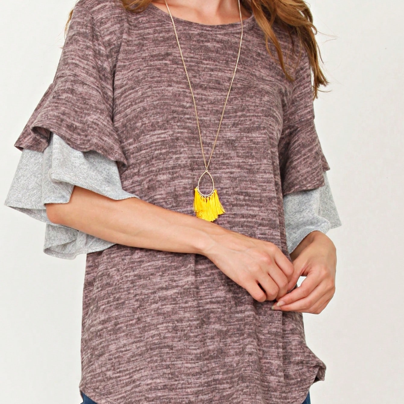 Boho Retro 90's Floral Sequin Plaid Checker Pocket Soft Stripe RaglanTunic Top Shirt Pull Over