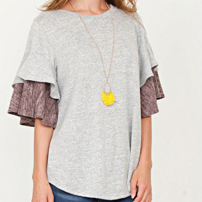 Boho Retro 90's Floral Sequin Plaid Checker Pocket Soft Stripe RaglanTunic Top Shirt Pull Over