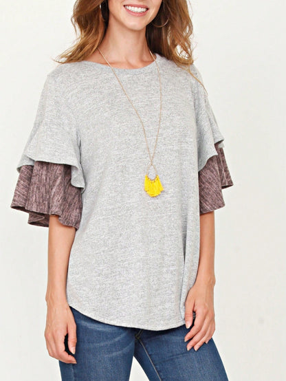 Boho Retro 90's Floral Sequin Plaid Checker Pocket Soft Stripe RaglanTunic Top Shirt Pull Over