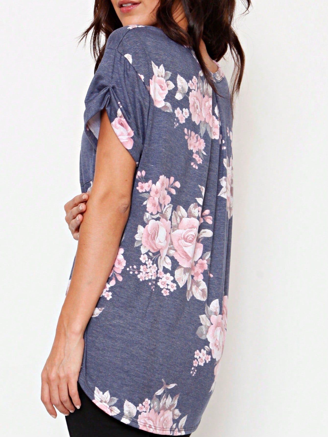 Summer Cool Floral Stripe Raglan Stripe Sleeve Top T Shirt Blouse |  Small -3 XL