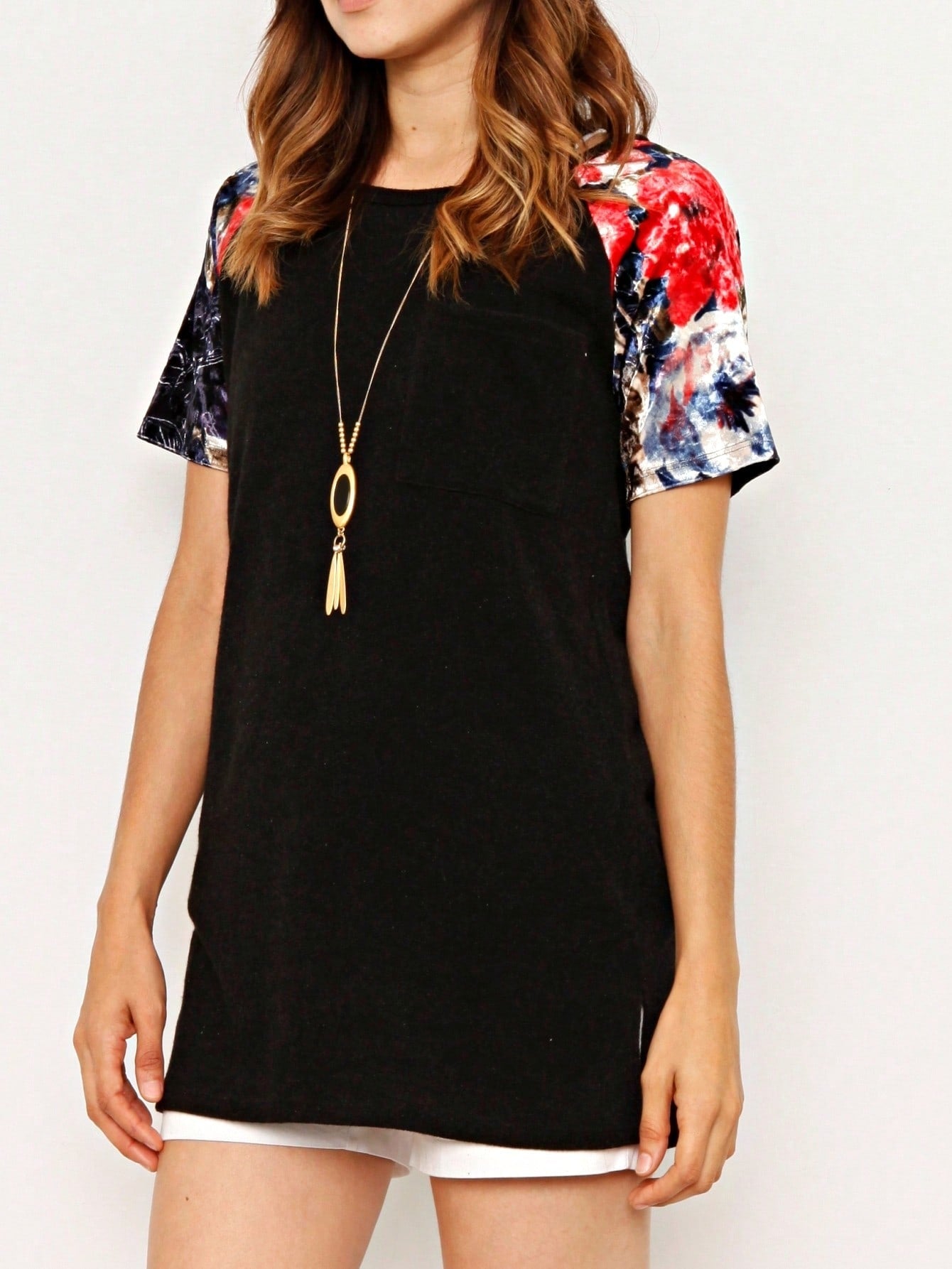 Summer Cool Floral Stripe Raglan Stripe Sleeve Top T Shirt Blouse |  Small -3 XL