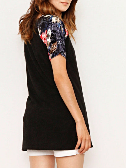 Summer Cool Floral Stripe Raglan Stripe Sleeve Top T Shirt Blouse |  Small -3 XL