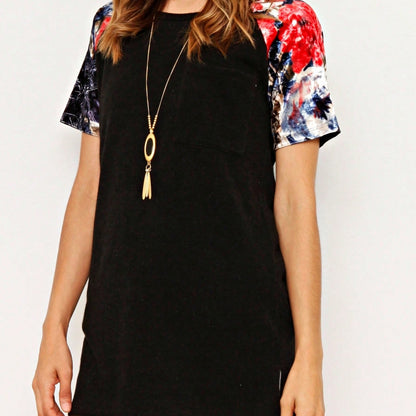 Summer Cool Floral Stripe Raglan Stripe Sleeve Top T Shirt Blouse |  Small -3 XL