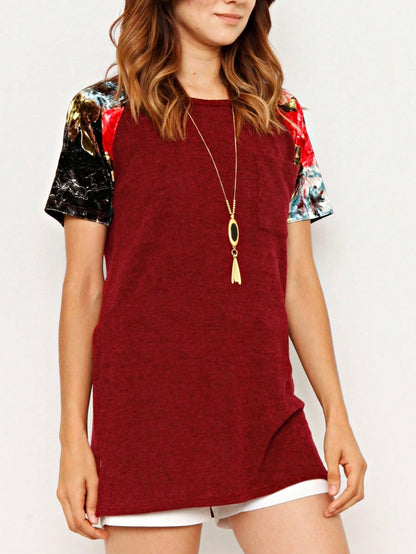 Summer Cool Floral Stripe Raglan Stripe Sleeve Top T Shirt Blouse |  Small -3 XL