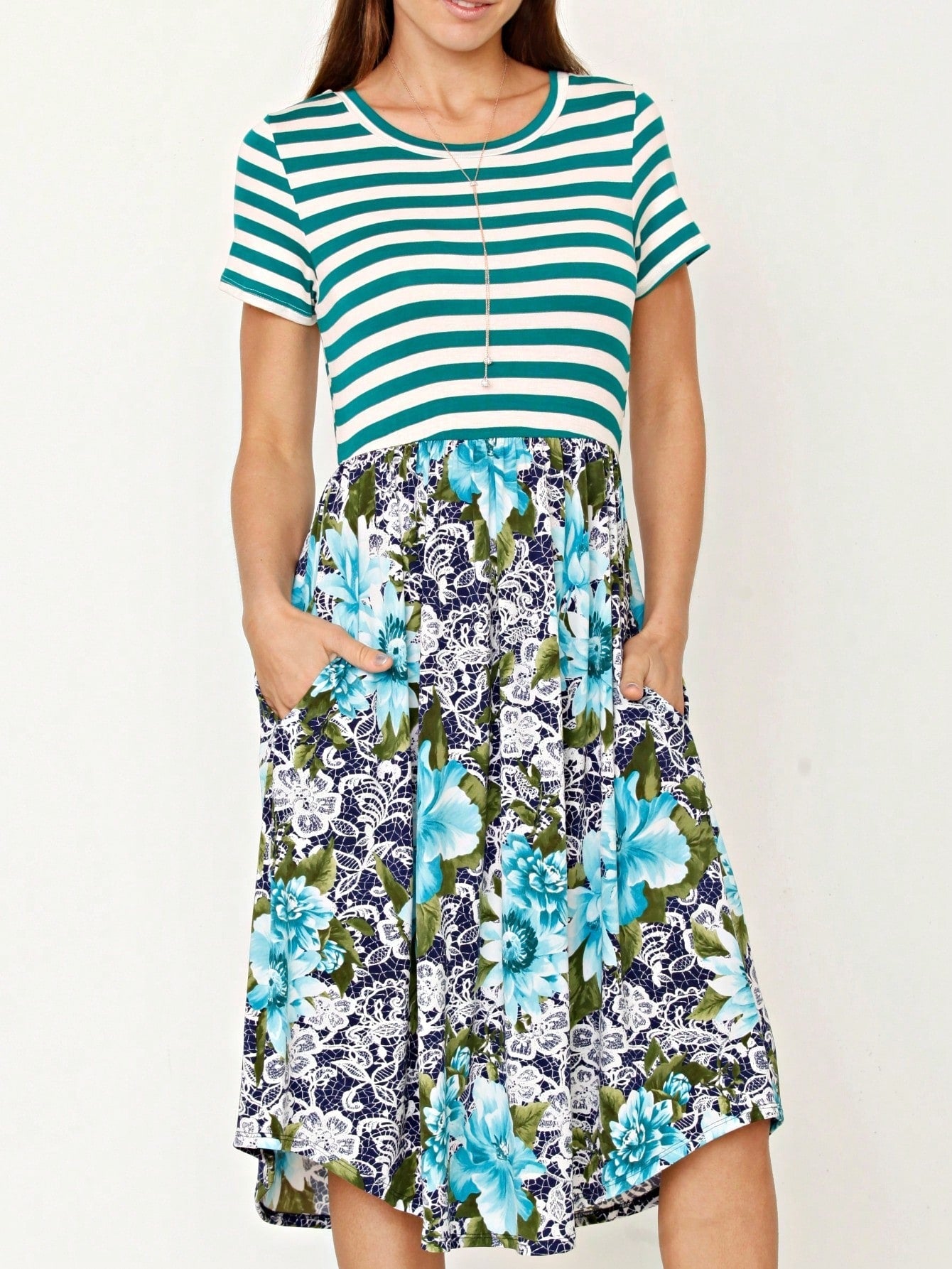 Vintage Boho Short Sleeve Summer Fall Charcoal Navy Floral Shift Midi Swing Aline Southern Dress | Small-3 XL Plus