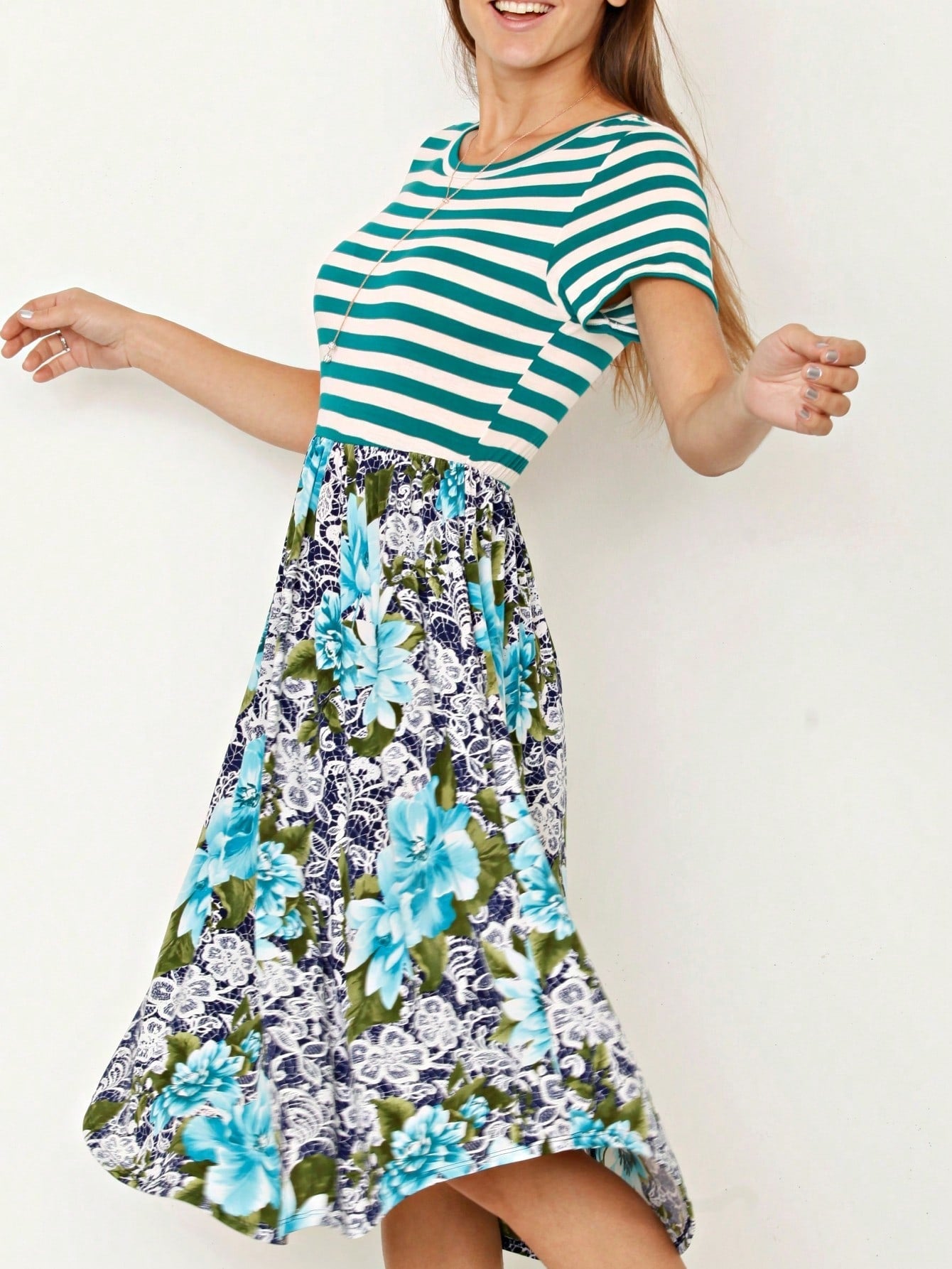 Vintage Boho Short Sleeve Summer Fall Charcoal Navy Floral Shift Midi Swing Aline Southern Dress | Small-3 XL Plus