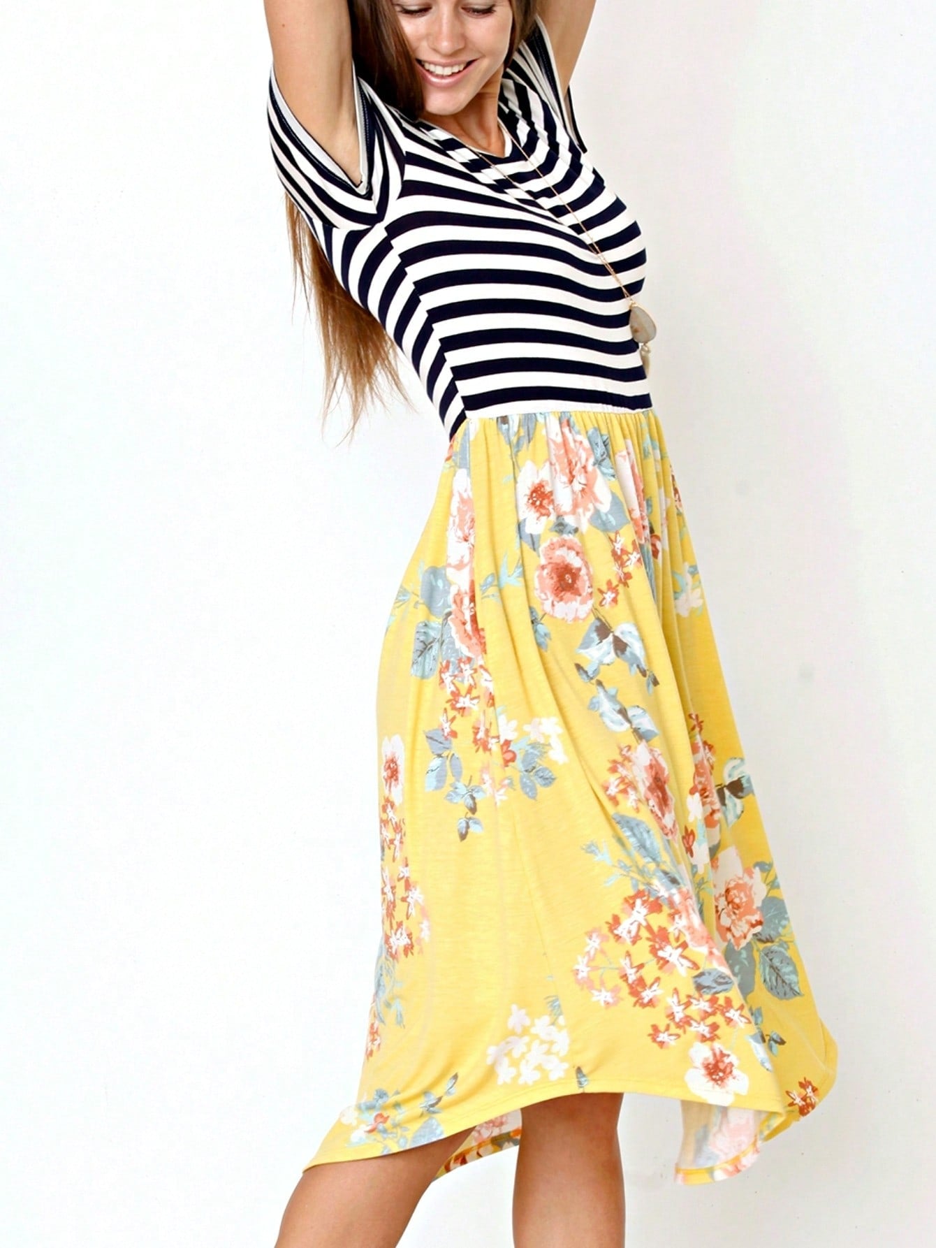 Vintage Boho Short Sleeve Summer Fall Charcoal Navy Floral Shift Midi Swing Aline Southern Dress | Small-3 XL Plus
