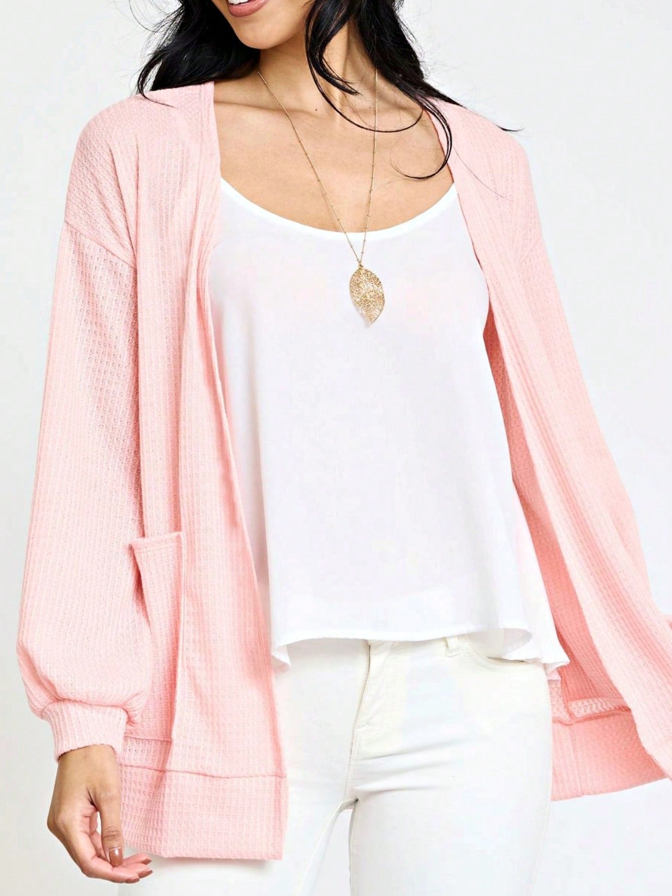 Boho Vintage Stripe Grey Violet Light Weight Three Quarter Sleeve  Knit Slouch Kimono Cardigan