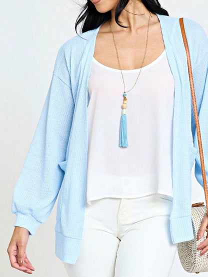 Boho Vintage Stripe Grey Violet Light Weight Three Quarter Sleeve  Knit Slouch Kimono Cardigan