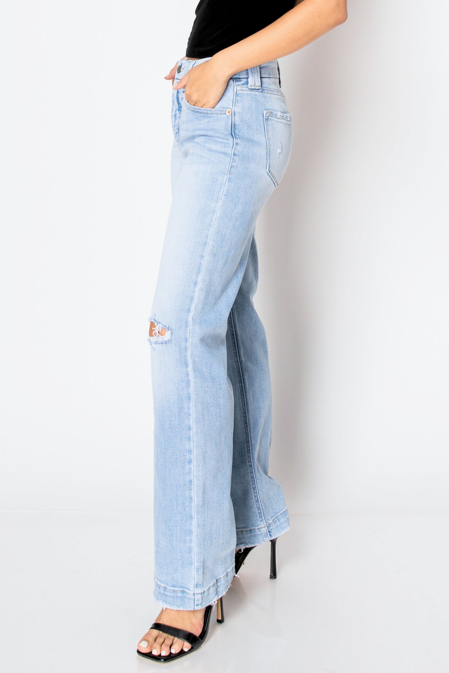 Tummy Control High Rise Relaxed Straight Leg Jean