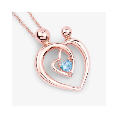 0.28 Ct Heart Swiss Blue Topaz Prong Rose Gold Plated Mom Necklace