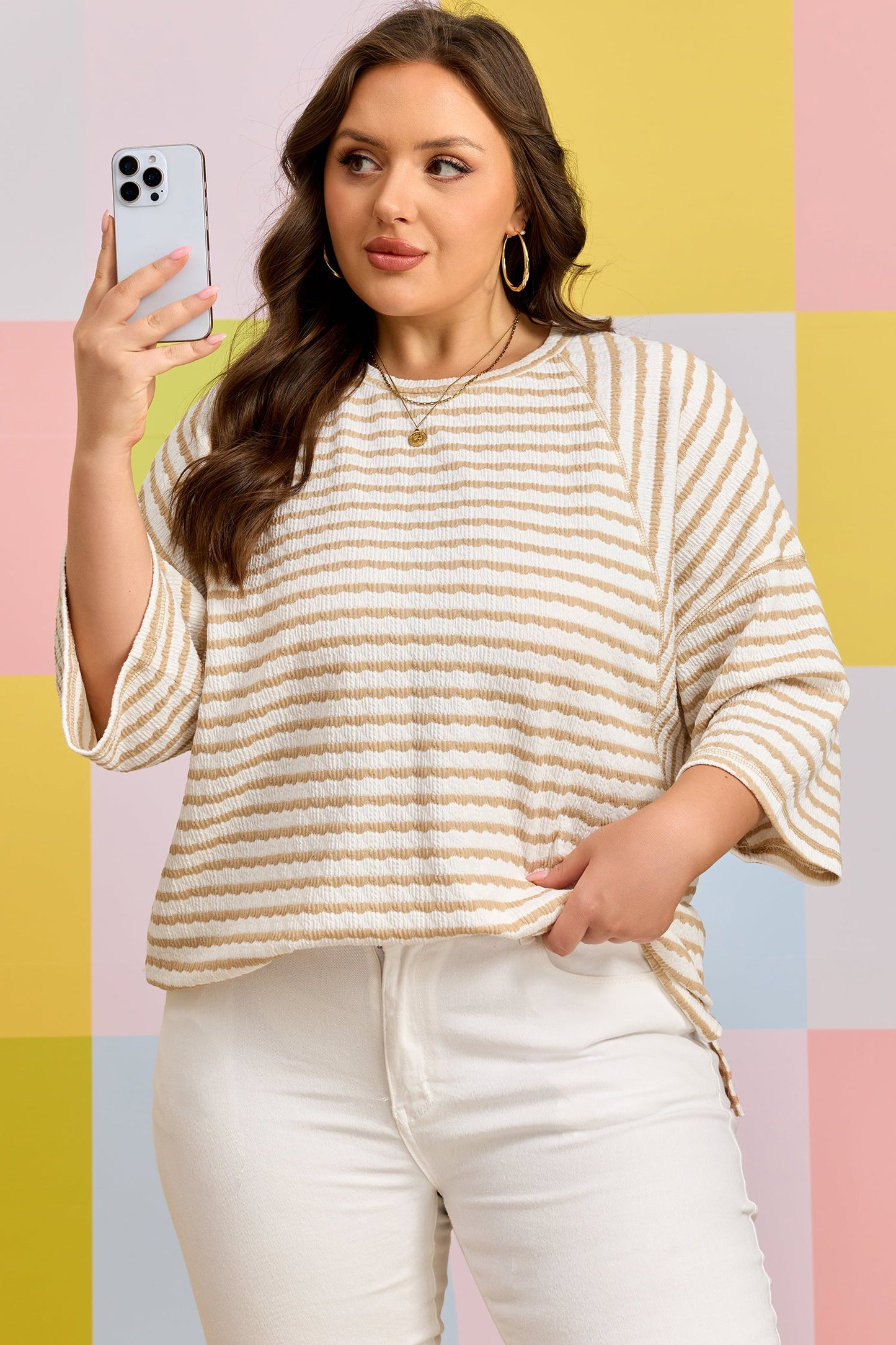 Threaded Pear Liv Detail Half Sleeve PLUS Top