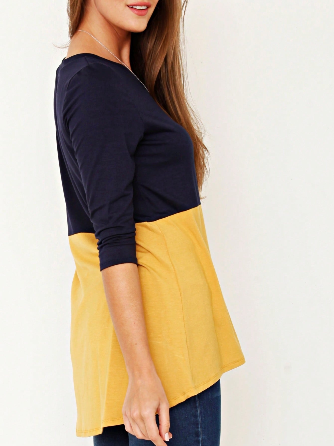 Black White Pink Mint Color Block 3/4 Sleeve Top Shirt Blouse | S-3X