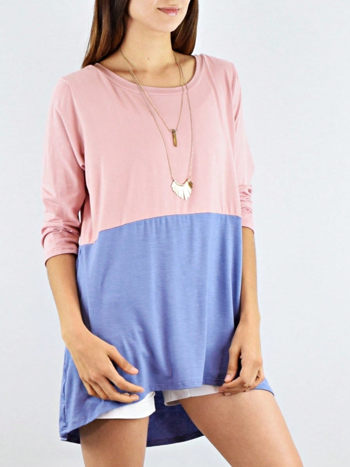 Black White Pink Mint Color Block 3/4 Sleeve Top Shirt Blouse | S-3X