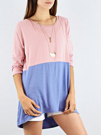 Black White Pink Mint Color Block 3/4 Sleeve Top Shirt Blouse | S-3X
