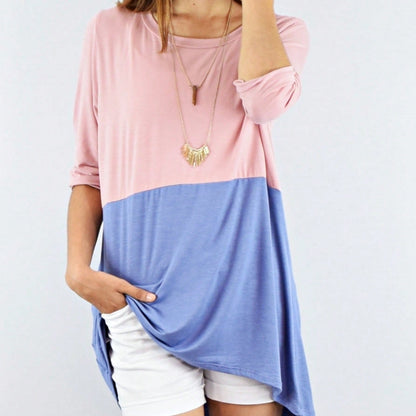 Black White Pink Mint Color Block 3/4 Sleeve Top Shirt Blouse | S-3X