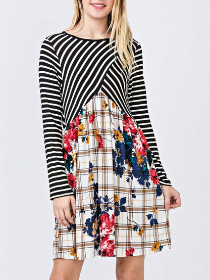 Orange & Navy Mint Multi Stripe Cross Front Knit Mini Dress | S-3X