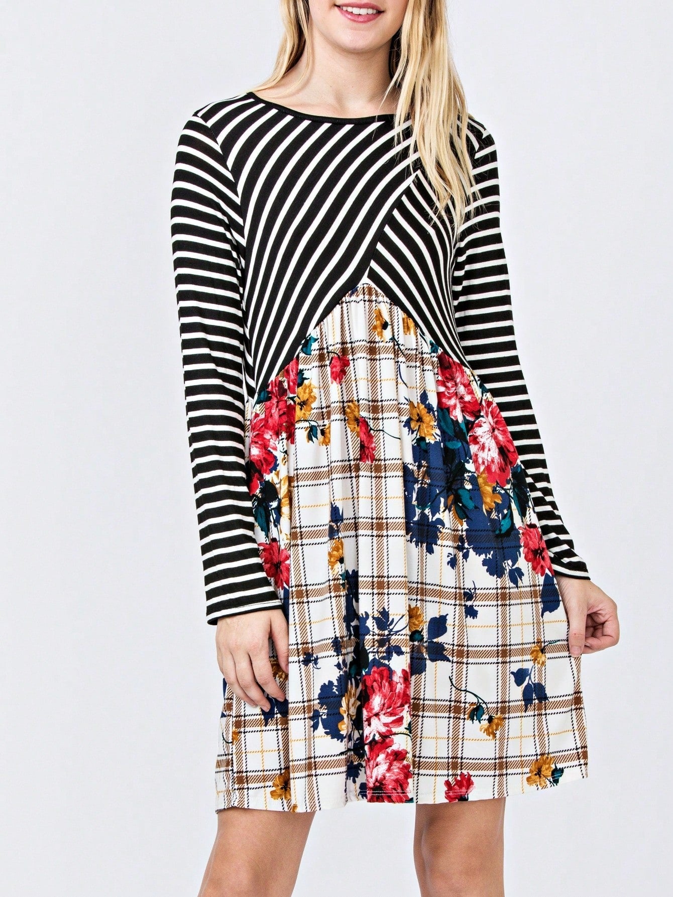 Orange & Navy Mint Multi Stripe Cross Front Knit Mini Dress | S-3X