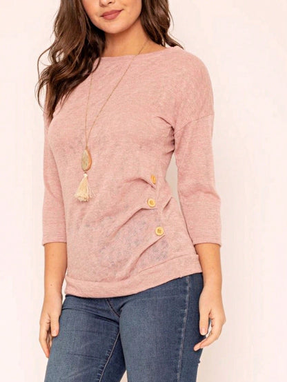 Pink Mint White Color Block Folded Cuff Dolman Tunic For Leggings Shorts And Jeans  |  S-3X