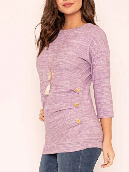 Pink Mint White Color Block Folded Cuff Dolman Tunic For Leggings Shorts And Jeans  |  S-3X