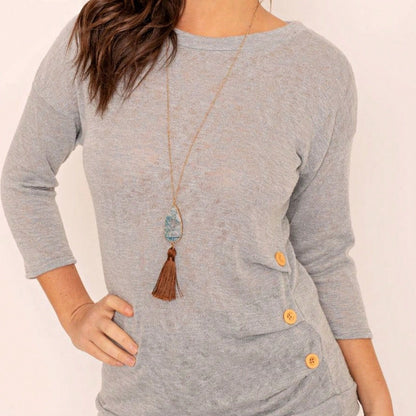 Pink Mint White Color Block Folded Cuff Dolman Tunic For Leggings Shorts And Jeans  |  S-3X