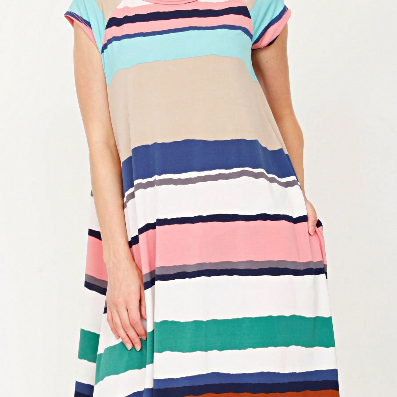 Boho Retro Stripe Pink Tassel Rayon Cool Smooth Soft Tunic Dress Top Shirt Blouse