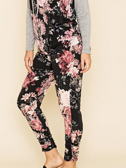 Boho Retro 90's Tie Dye Pink Blue Solid Olive Navy Black Charcoal  Grey Shirred Ruched Cuff  Jogger Pants With Drawstring And Pocket