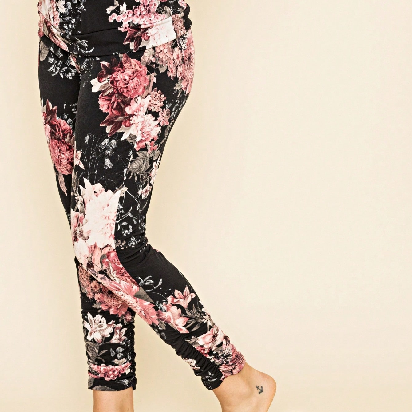 Boho Retro 90's Tie Dye Pink Blue Solid Olive Navy Black Charcoal  Grey Shirred Ruched Cuff  Jogger Pants With Drawstring And Pocket