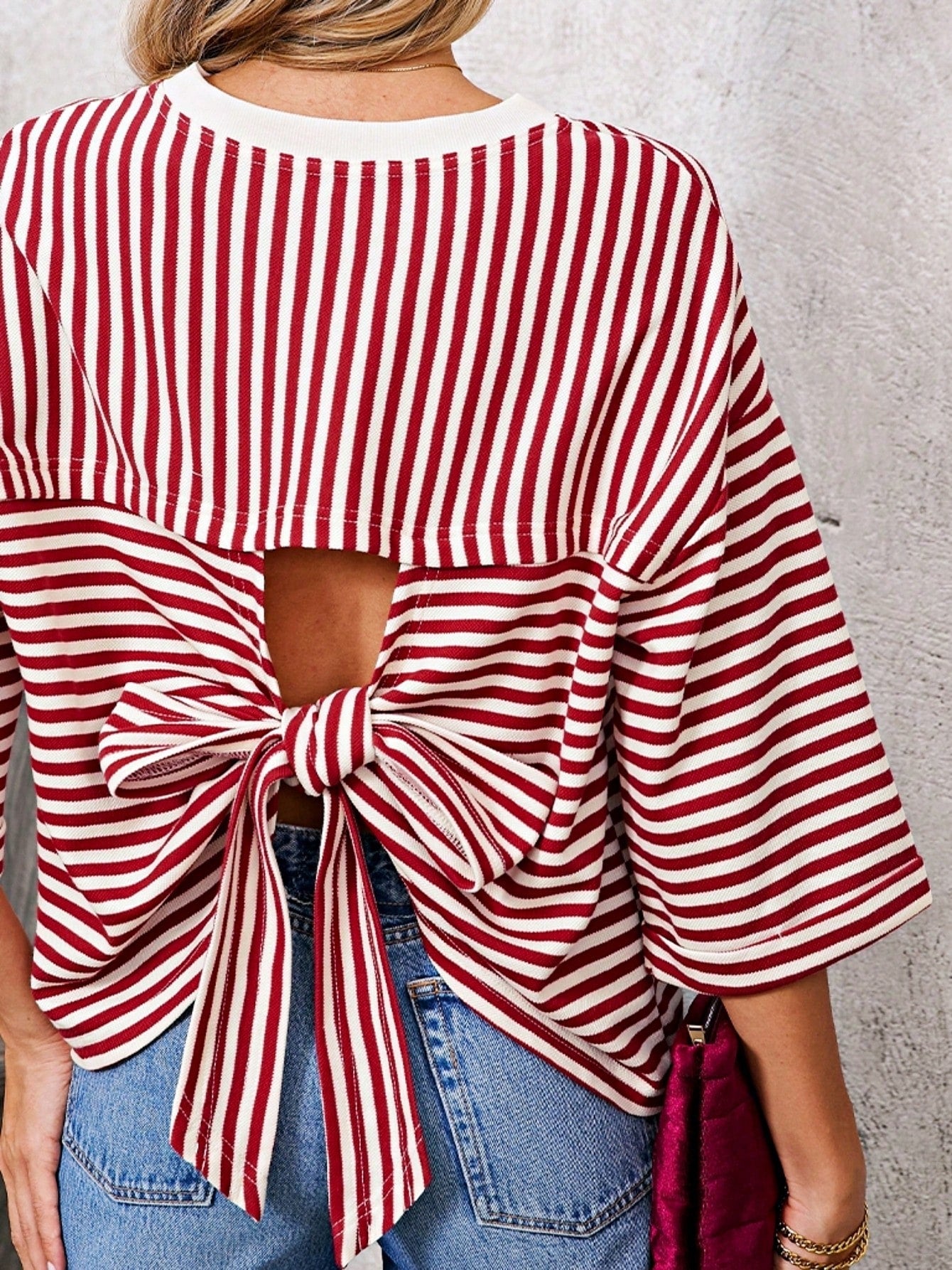 Boho Retro 90's Cotton Mix  Drop Shoulder Stripe Raglan Oversized Side Slit Dolman Shirt Top  Sweatshirt Pullover