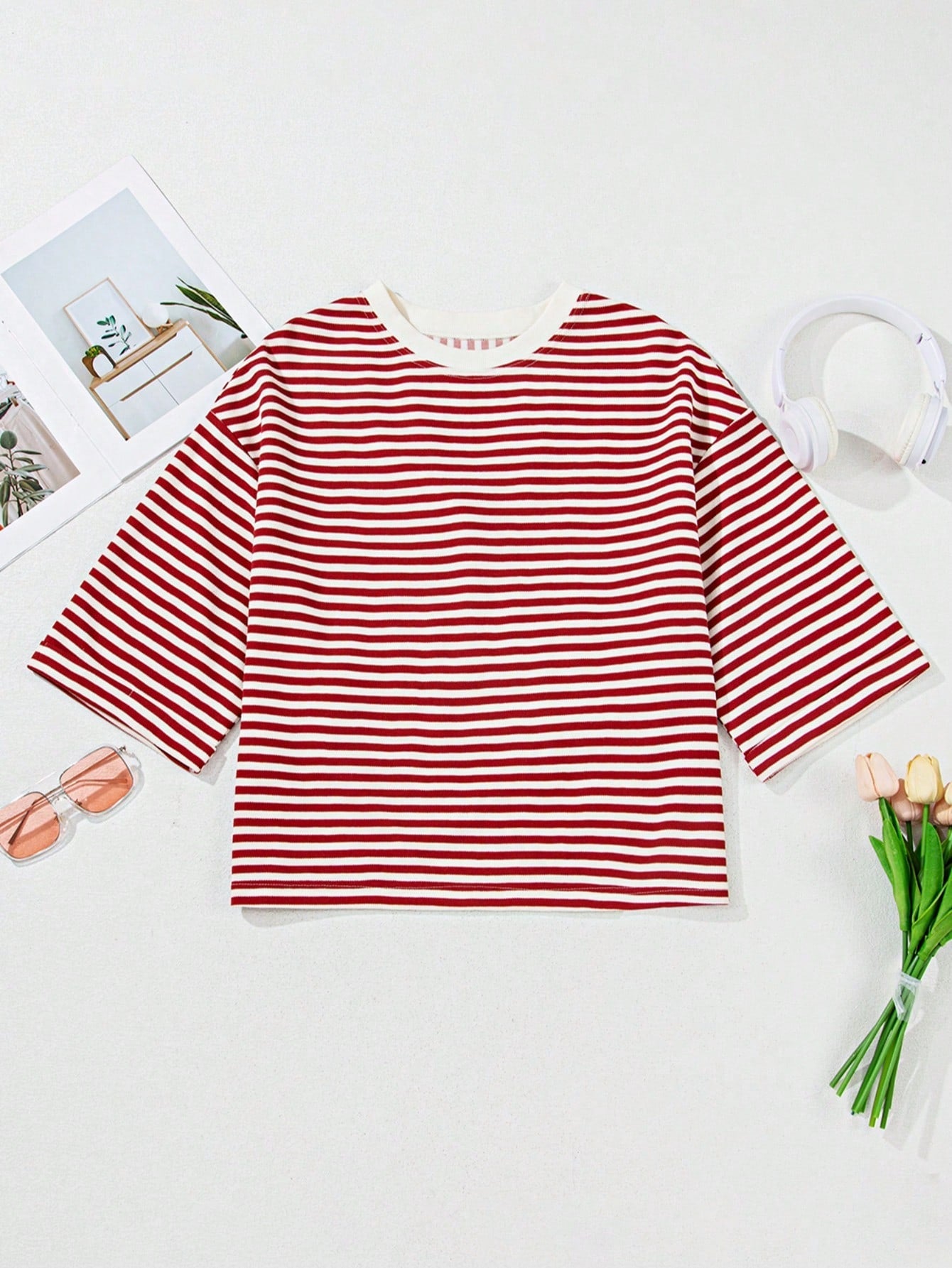 Boho Retro 90's Cotton Mix  Drop Shoulder Stripe Raglan Oversized Side Slit Dolman Shirt Top  Sweatshirt Pullover