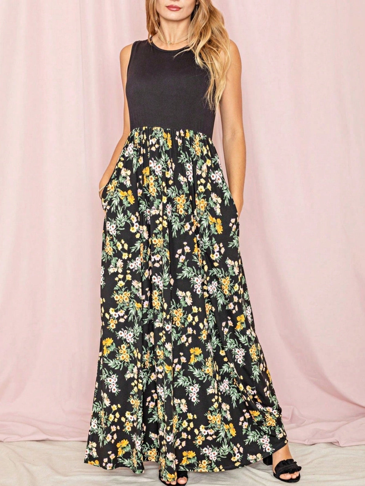 Multi Stripe Orange, Green, And Mint Sleeveless Maxi Dress With Pocket | S-3X