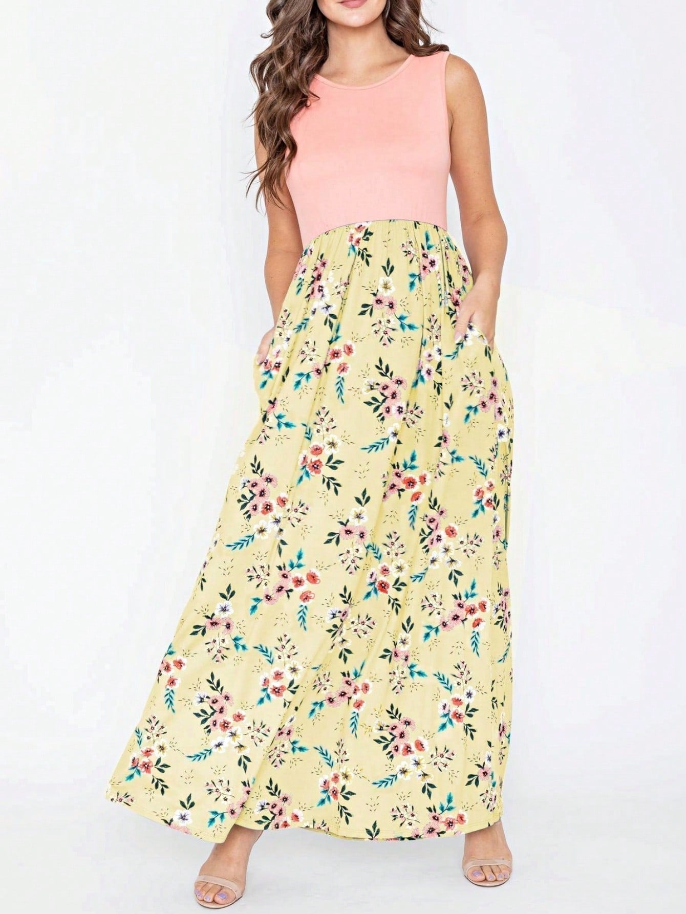 Multi Stripe Orange, Green, And Mint Sleeveless Maxi Dress With Pocket | S-3X