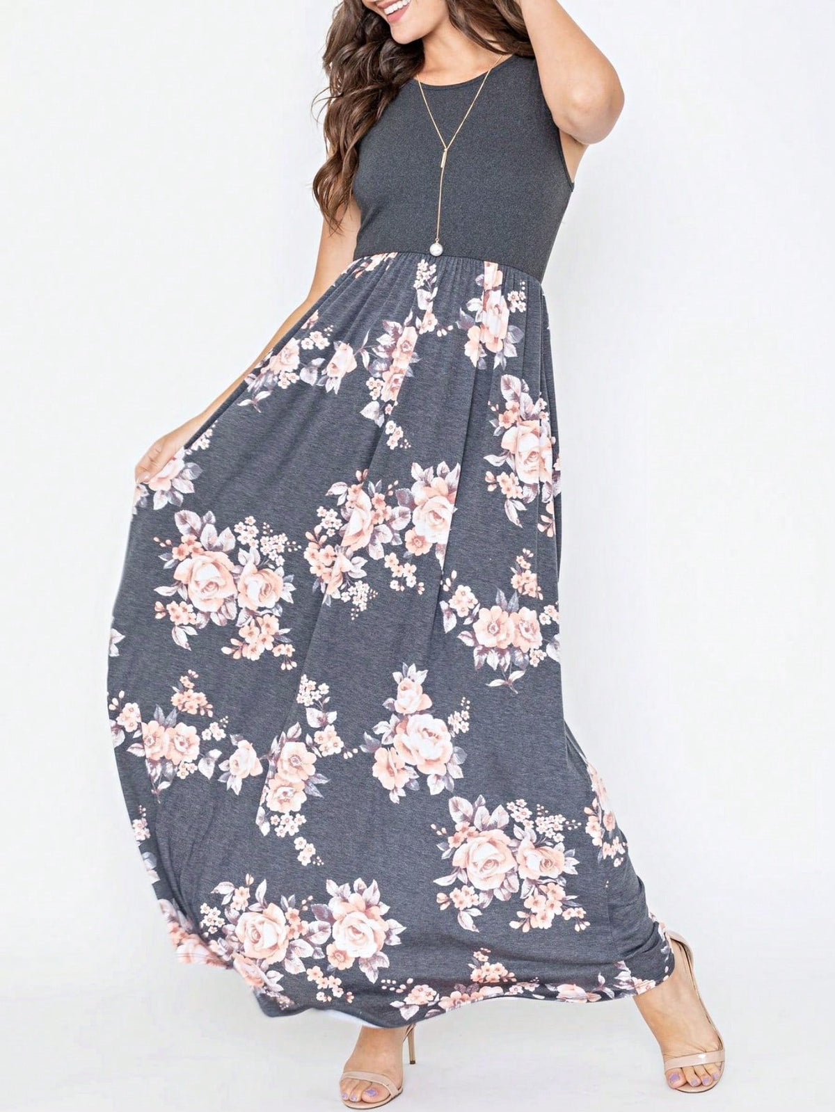 Multi Stripe Orange, Green, And Mint Sleeveless Maxi Dress With Pocket | S-3X