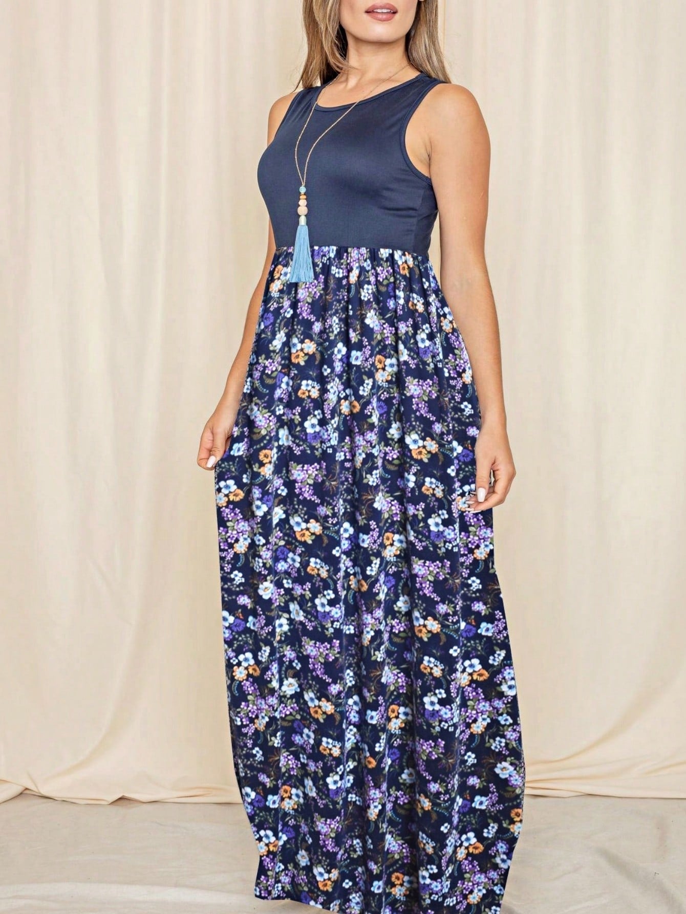 Multi Stripe Orange, Green, And Mint Sleeveless Maxi Dress With Pocket | S-3X