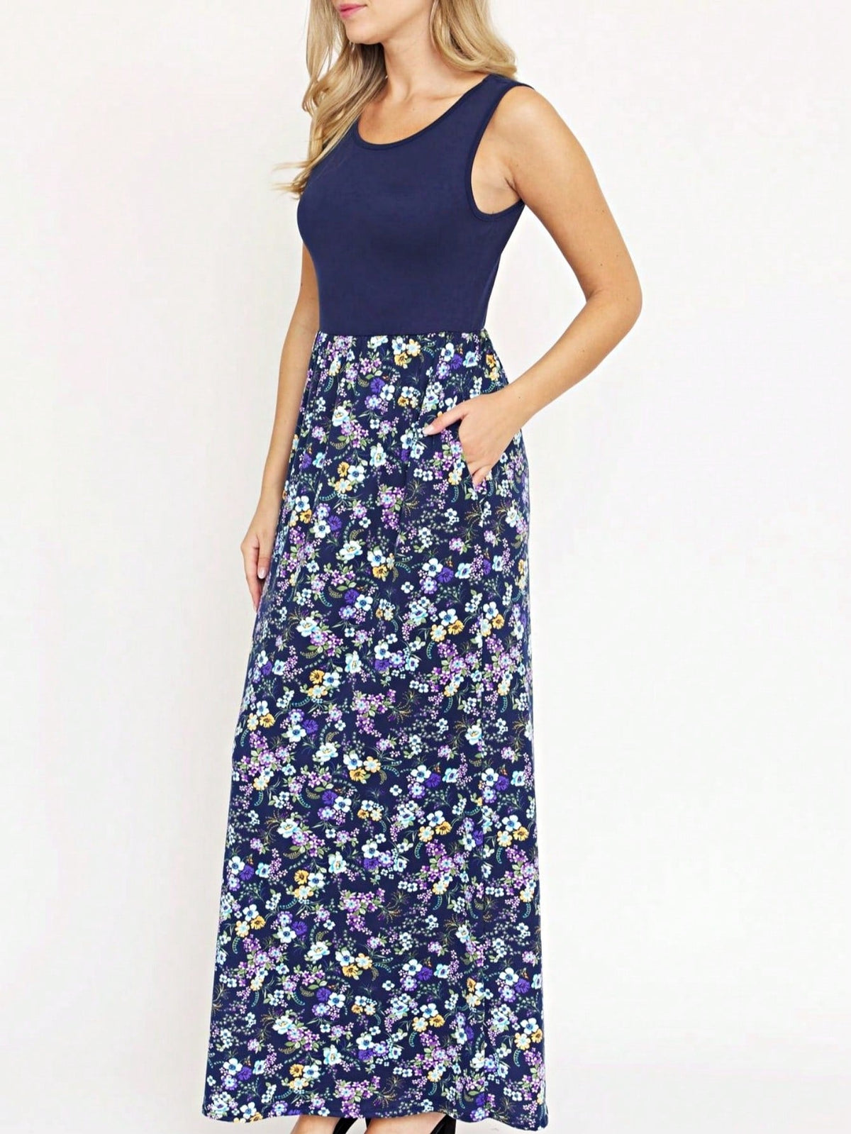 Multi Stripe Orange, Green, And Mint Sleeveless Maxi Dress With Pocket | S-3X