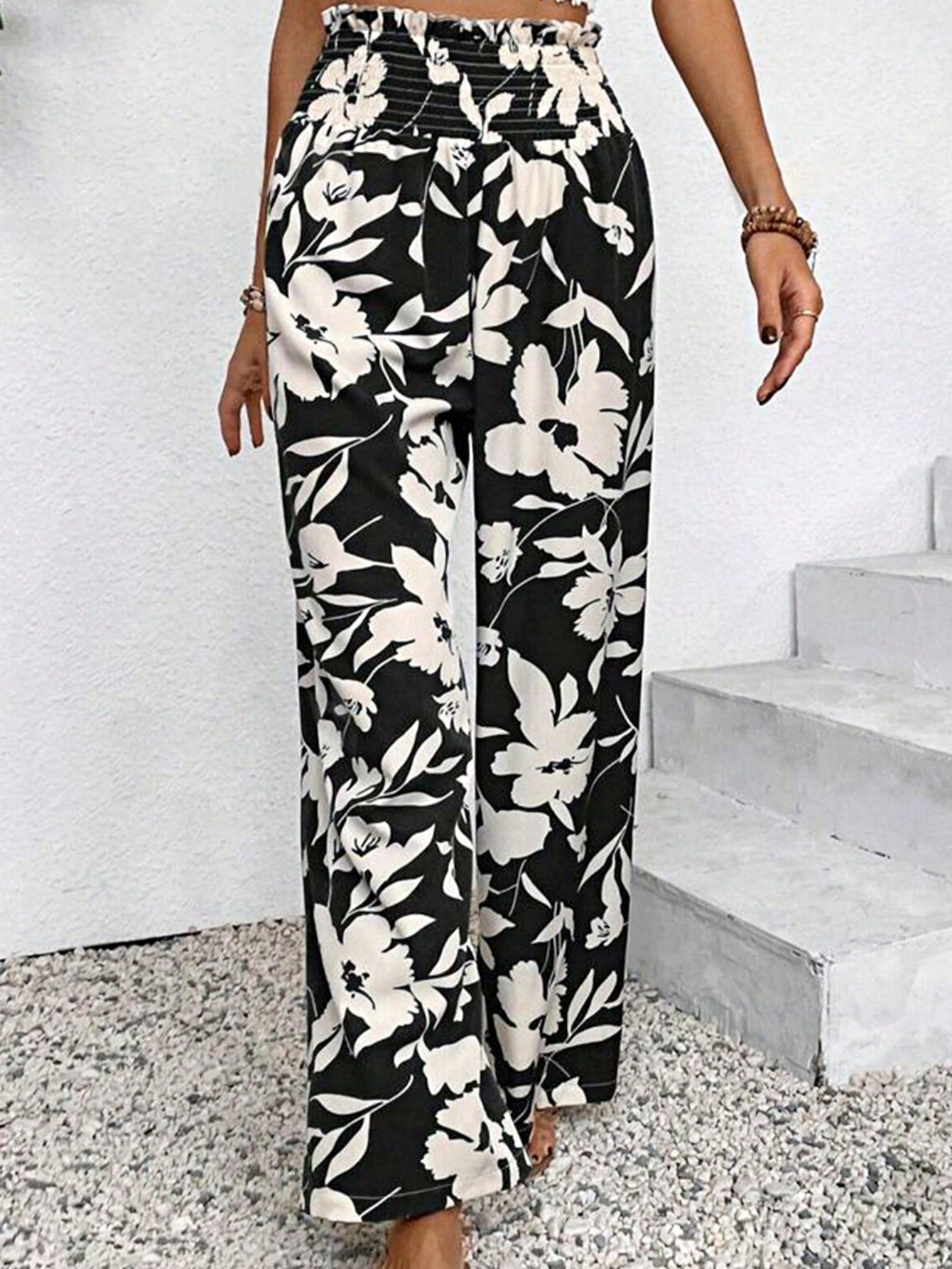 Boho Retro 90's Solid Black  Charcoal Viscose Shape High Waist Flared Leggings Pants