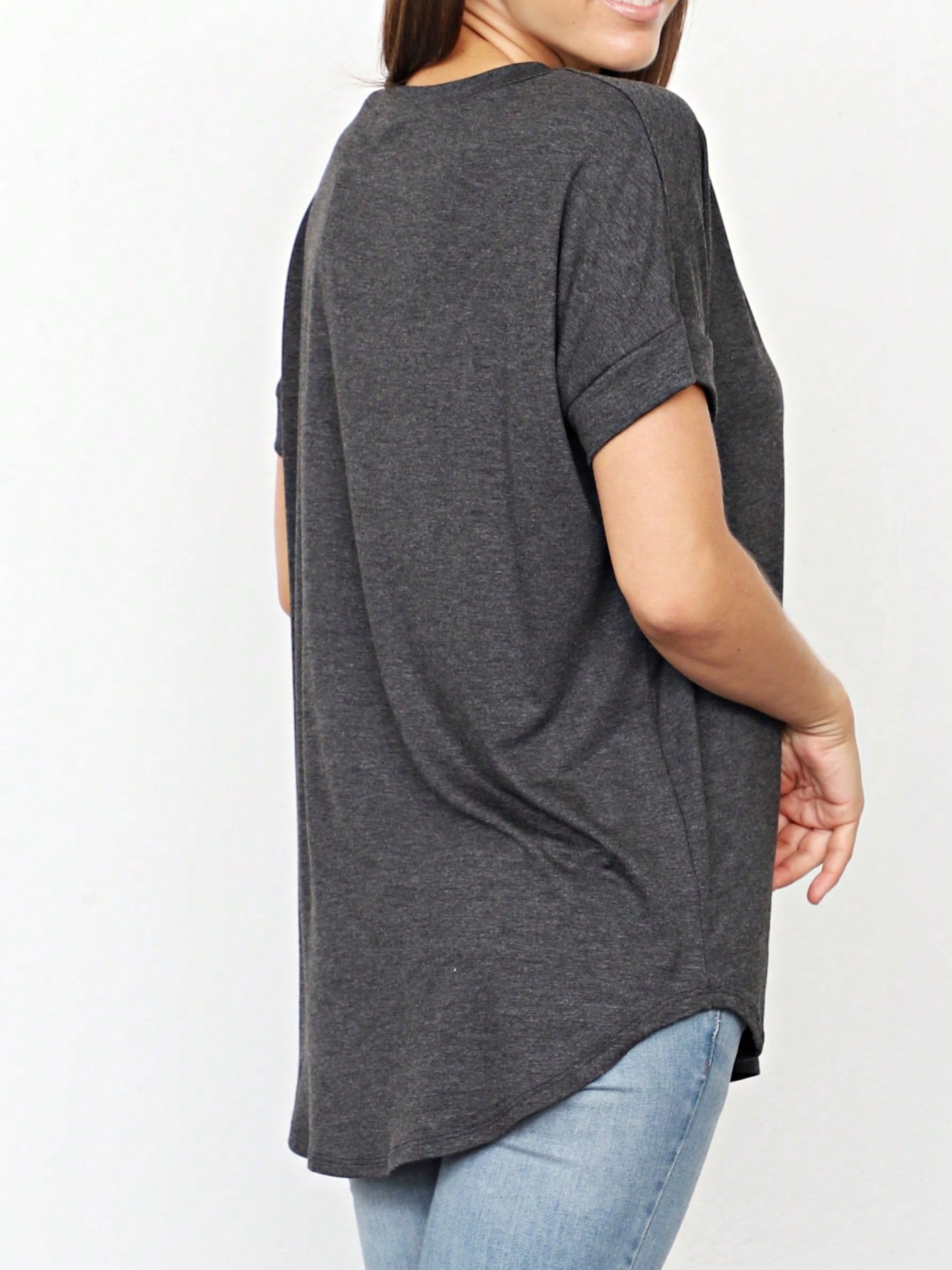 Summer Cool Every Day Soft Cuff Short Sleeve V Neck High And Low Top T Shirt Tunic For Leggings And Shorts |  Small -3 XL