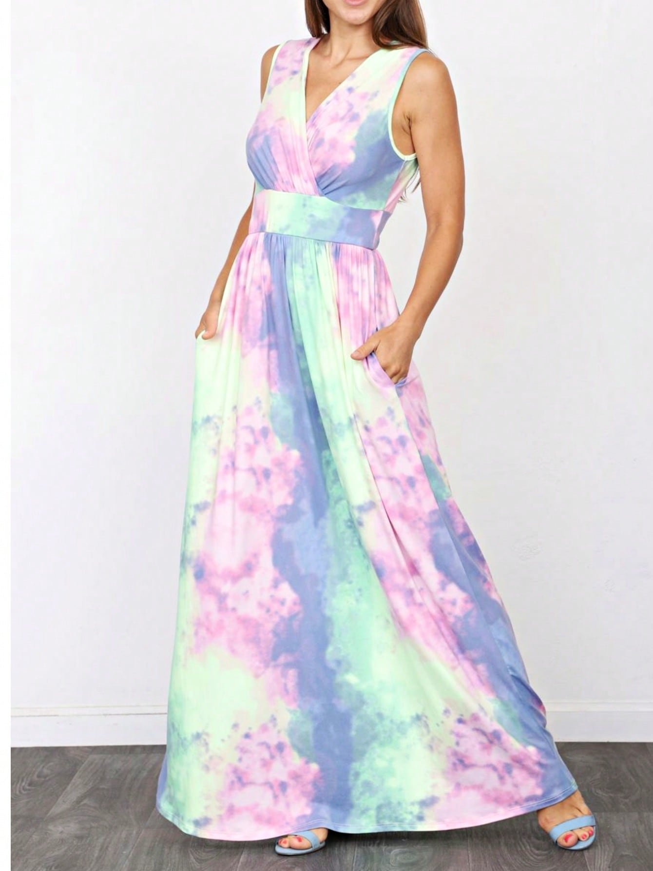 Elegant Floral Maxi Dress With  Surplice  Versatile Summer Dress For Women