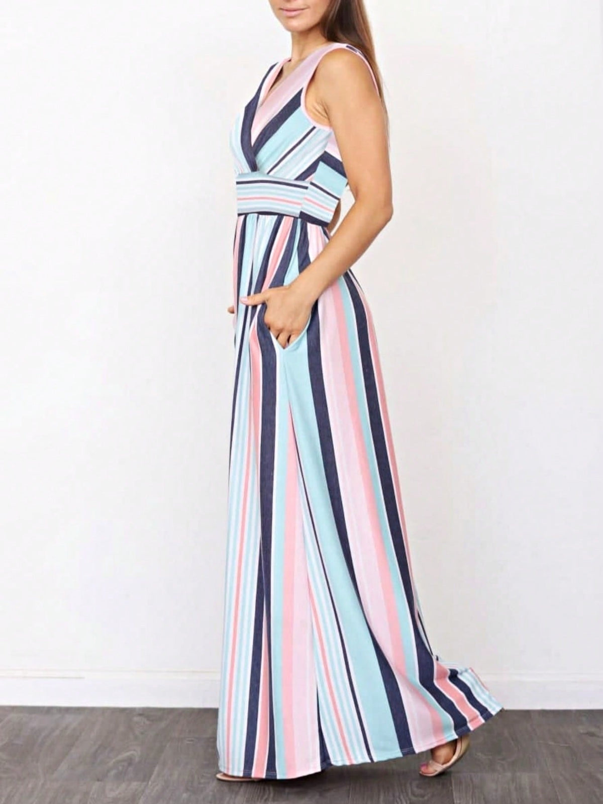 Elegant Floral Maxi Dress With  Surplice  Versatile Summer Dress For Women
