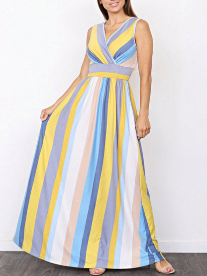 Elegant Floral Maxi Dress With  Surplice  Versatile Summer Dress For Women