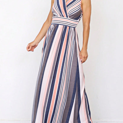 Elegant Floral Maxi Dress With  Surplice  Versatile Summer Dress For Women