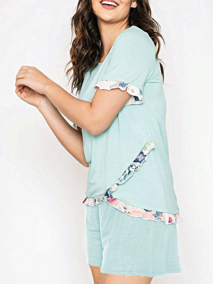 Summer Cool Rayon Boho Retro Vintage Short Sleeve Tiered Tulip Hem Black Grey White Tunic Top Shirt Only