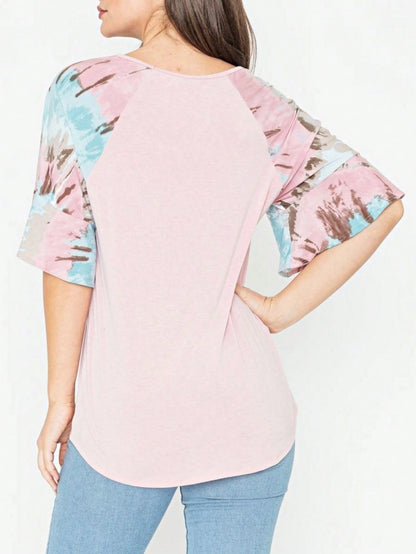 Summer Spring Bell  Boho Vintage Paisley Floral Vine Raglan Sleeve Ruffle Tiered Sleeve Top Sweat Shirt Short Sleeve Blouse | Small -3 XL Plus